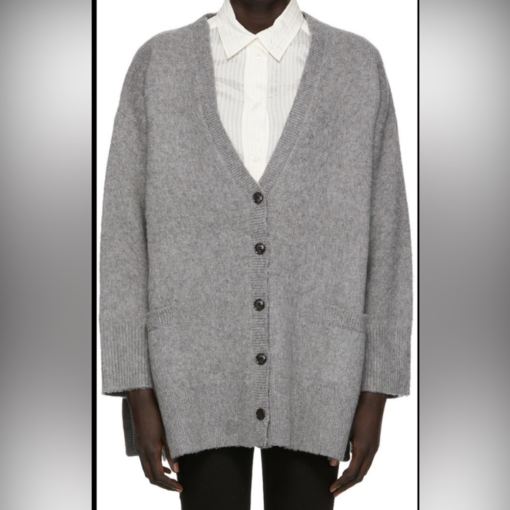 Totême Grey Brushed Wool Cardigan XS